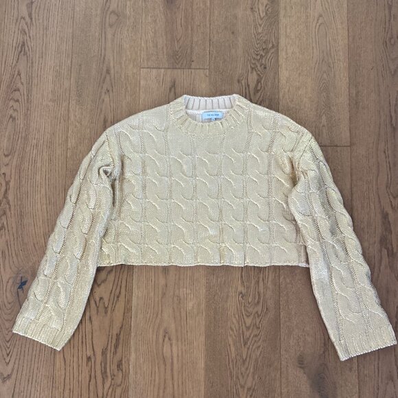 The Noli Shop Cropped Metallic Cable Knit Sweater - Picture 11 of 13